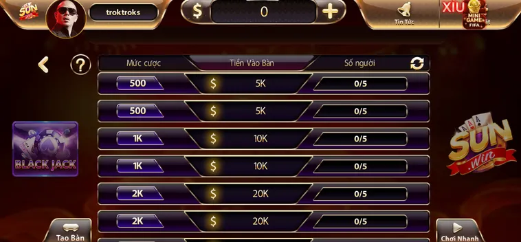 Black Jack Tại SunWin Chinh Phục Sòng Bài Trực Tuyến Đẳng Cấp Thượng Lưu