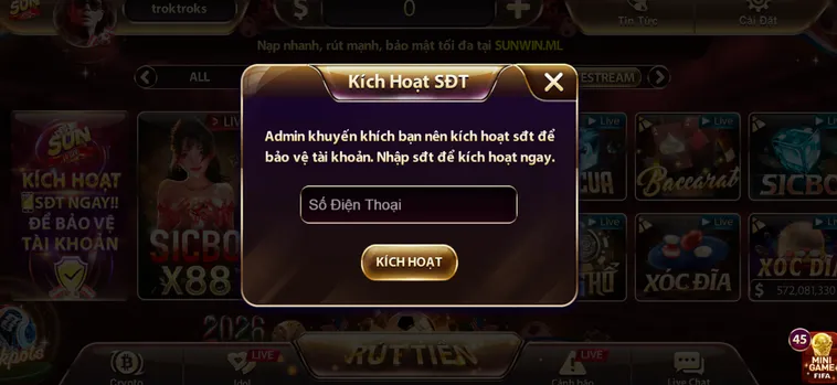 Kích hoạt tài khoản - bản mật đa tầng - an toàn cho người chơi.