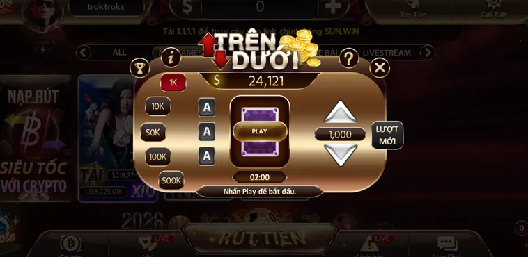 Minigame Trên Dưới Tại SunWin Bùng Nổ Giải Thưởng Lớn Hấp Dẫn Nhất