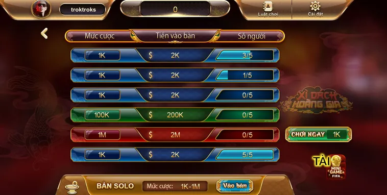 Xì Dách Hoàng Gia Tại SunWin Mang Về Vận May Tài Lộc Bất Tận Cho Người Chơi