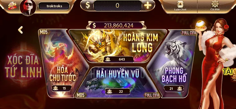 Minigame Xóc Đĩa Tứ Linh Tại SunWin Đấu Trí Săn Hũ Jackpot Khủng